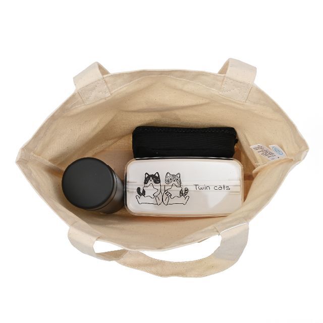 トートバッグ ランチバッグ キャンバス 綿100 無地 S ブラック 黒 白 メンズのバッグ(トートバッグ)の商品写真