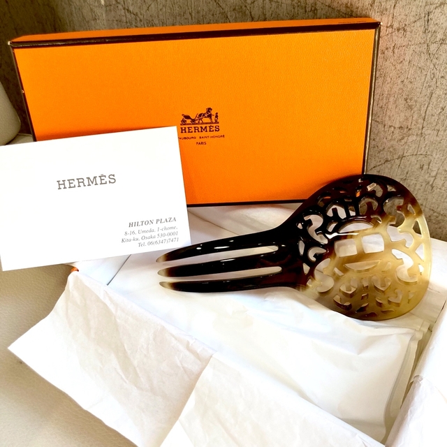 美品 HERMES エルメス バレッタ バッファローホーン ヘアアクセサリー