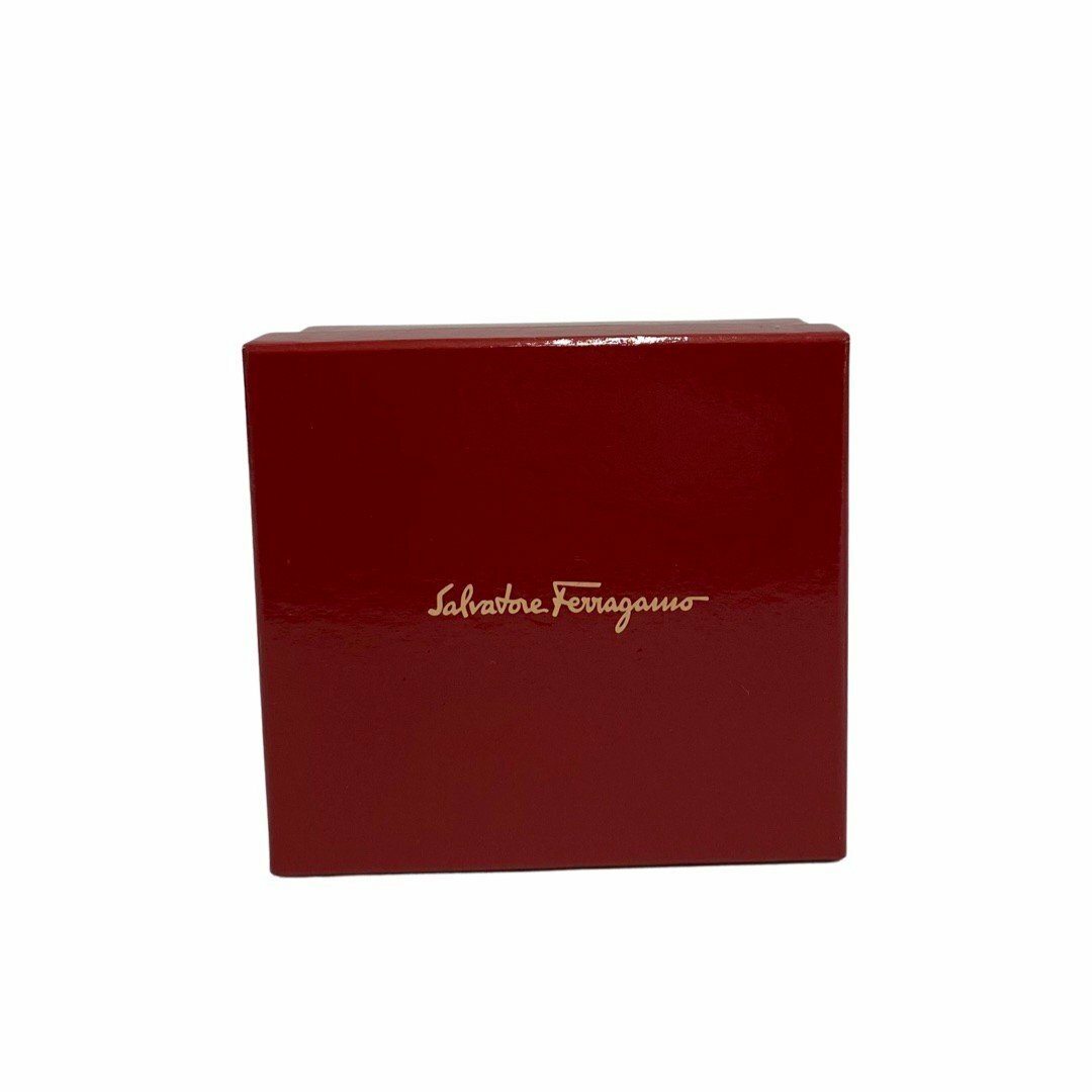 極 美品 保存箱付き Salvatore Ferragamo フェラガモ ガンチーニ 金具 レザー 本革 二つ折り 財布 ミニ ウォレット ブラック 18828 9