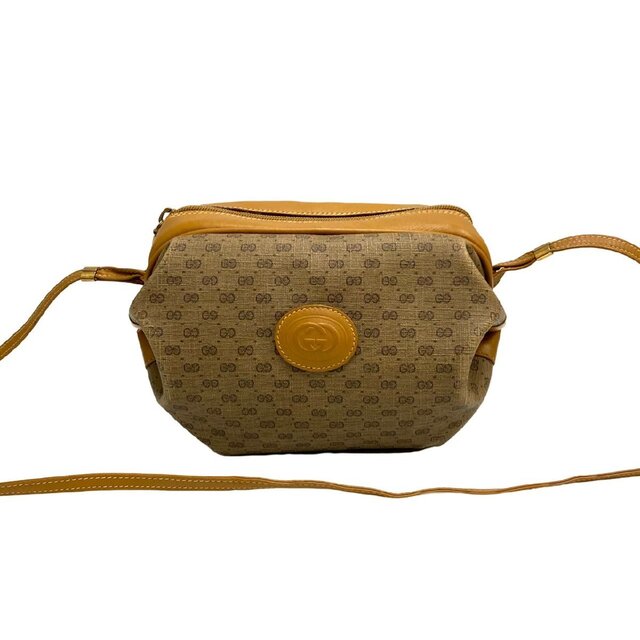 極 美品 GUCCI オールドグッチ ヴィンテージ マイクロ GG ロゴ レザー