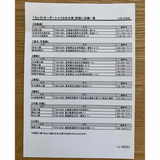 三越伊勢丹 セレクトオーダーシャツお仕立券 6