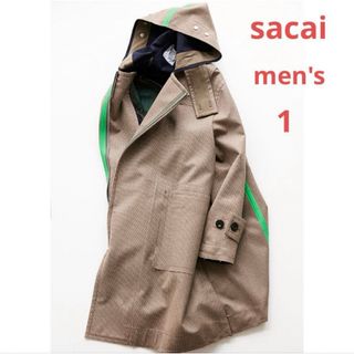 サカイ(sacai)の美品 sacai Check Bonding Coat ベージュ コート 1(ダッフルコート)