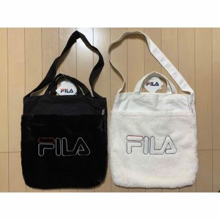 フィラ(FILA)の【新品】 FILA ボアトートバッグ◆ブラック＆ホワイト◆２点セット◆匿名配送(トートバッグ)