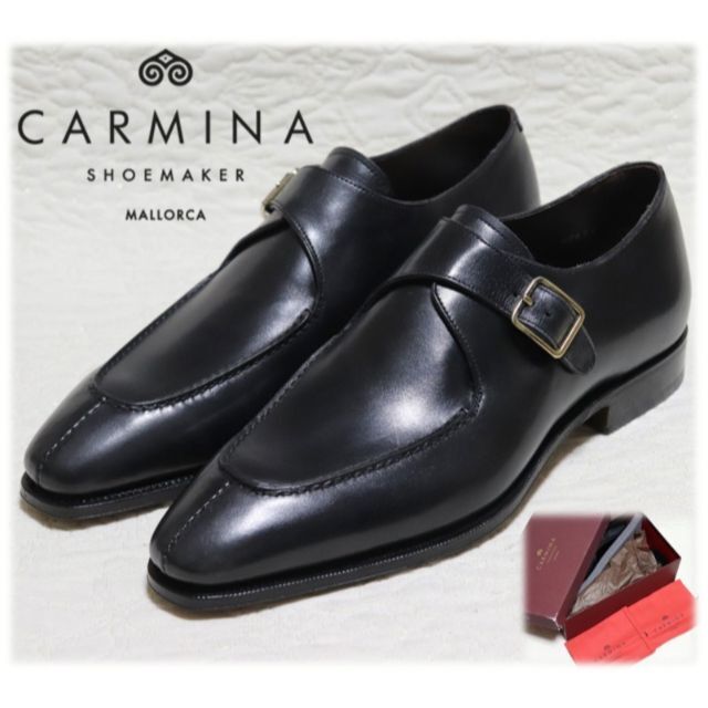 高い品質 CARMINA 8(26-26.5) 黒 高級シューズ 新品【カルミナ】シングルモンクストラップ - ドレス+ビジネス