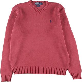 ラルフローレン(Ralph Lauren)の古着 ラルフローレン Ralph Lauren POLO by Ralph Lauren Vネック コットンニットセーター メンズM /eaa314587(ニット/セーター)