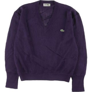 ラコステ(LACOSTE)の古着 70年代 ラコステ LACOSTE CHEMISE フレンチラコステ Vネック アクリルニットセーター スペイン製 メンズM ヴィンテージ /eaa314413(ニット/セーター)