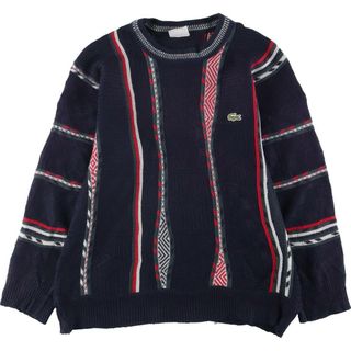 ラコステ(LACOSTE)の古着 80年代 ラコステ LACOSTE マルチストライプ ウール×アクリルニットセーター 5 メンズM ヴィンテージ /eaa312907(ニット/セーター)