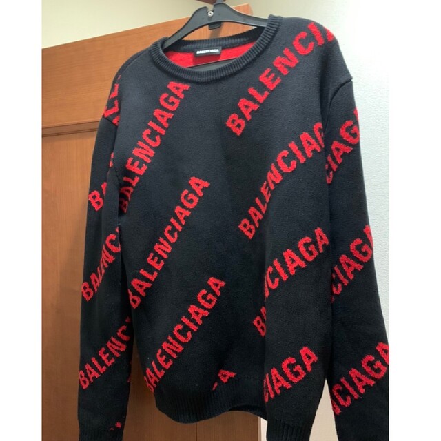 超美品 バレンシアガ 19SSロゴ総柄ニットセーター 【超安い