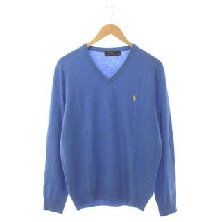 ポロラルフローレン(POLO RALPH LAUREN)のポロ ラルフローレン ウール Vネック ニット セーター 長袖 M 青(ニット/セーター)