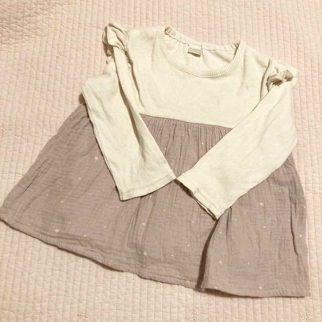 futafuta(フタフタ)のフタフタ　90 フリルトップス　薄ピンク キッズ/ベビー/マタニティのキッズ服女の子用(90cm~)(Tシャツ/カットソー)の商品写真