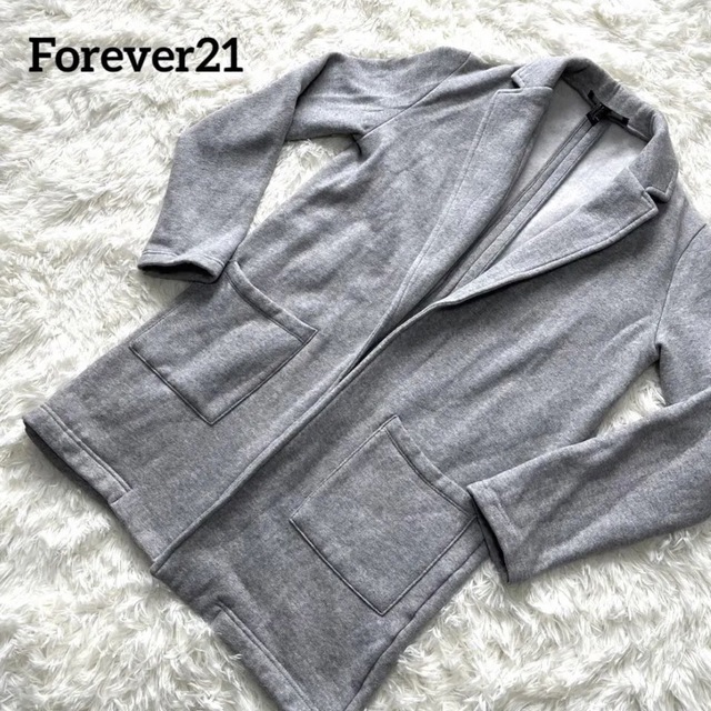 FOREVER 21(フォーエバートゥエンティーワン)のForever21 ロングカーディガン　ガウン　グレー レディースのトップス(カーディガン)の商品写真