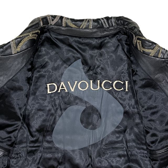 Davoucci ダボーチ 型押し リアルレザー ジャケット ブラック XXXL