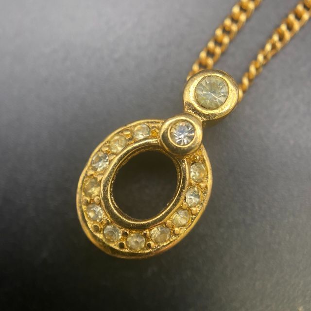 【美品】クリスチャンディオール オーバル ストーン ゴールド ネックレス