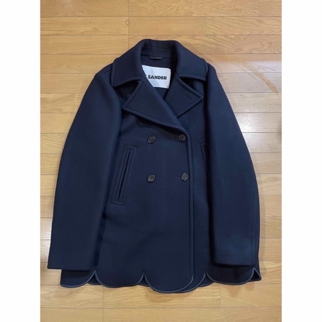 新品 JIL SANDER ジルサンダー スカラップヘム ピーコート 38