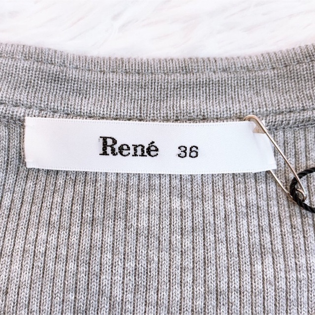 【美品】Rene ルネ リボン カーディガン グレー 36