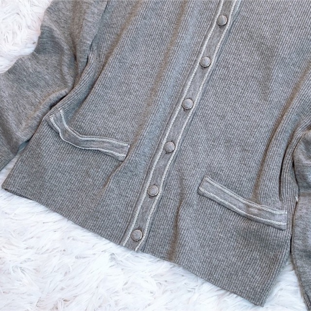 【美品】Rene ルネ リボン カーディガン グレー 36