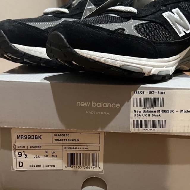 New Balance(ニューバランス)のニューバランス 993 BK 27.5cm  メンズの靴/シューズ(スニーカー)の商品写真