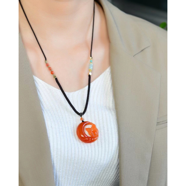 ⭐︎【高級】レッド ラビットヘアールチルクォーツ ネックレス 14.2g