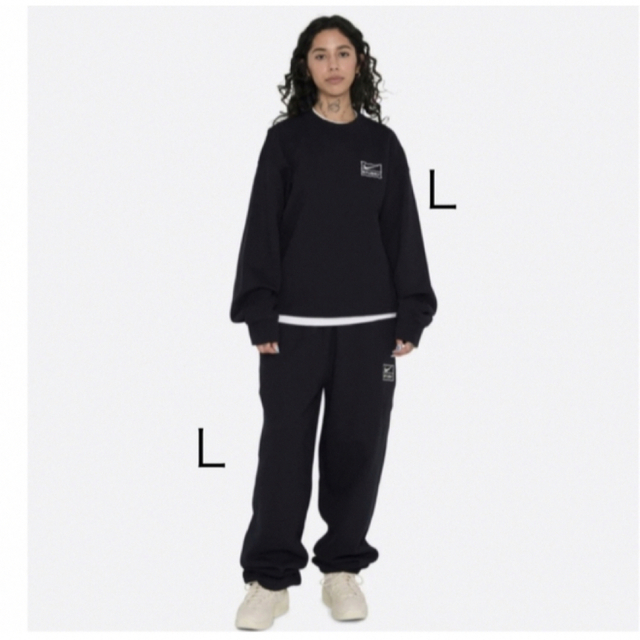 Stussy x Nike Wash Crew &Pants セットアップ　黒Ｌ