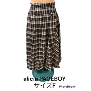 ページボーイ(PAGEBOY)のalicia PAGEBOY チェック柄ロングスカート サイズF ブラウン(ロングスカート)