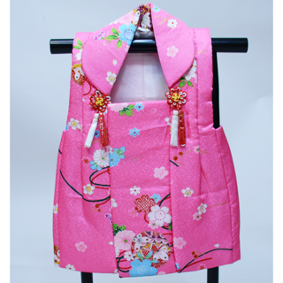 被布コート 三歳 女児 単品 ピンク地 合繊 NO36028(和服/着物)