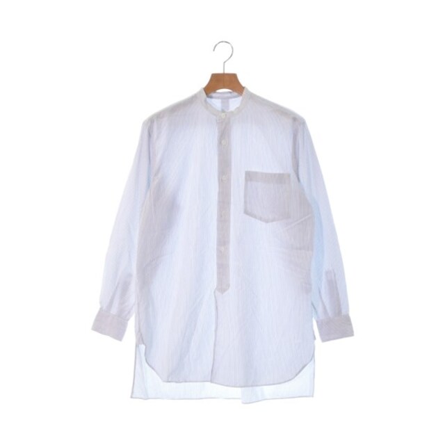 COMOLI(コモリ)のCOMOLI コモリ カジュアルシャツ 1(S位) 白x紺(ストライプ) 【古着】【中古】 メンズのトップス(シャツ)の商品写真
