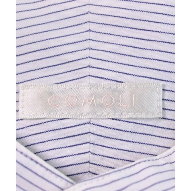 COMOLI(コモリ)のCOMOLI コモリ カジュアルシャツ 1(S位) 白x紺(ストライプ) 【古着】【中古】 メンズのトップス(シャツ)の商品写真