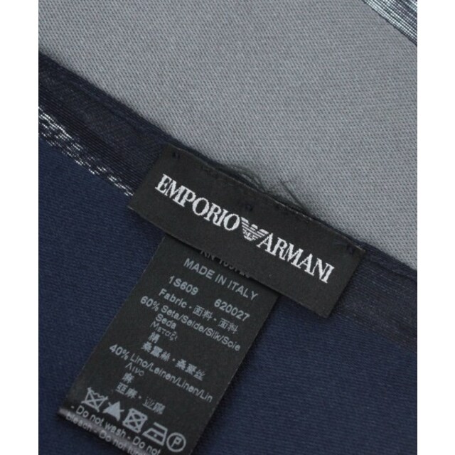 EMPORIO ARMANI ストール - 紺x青xグレー(ストライプ)