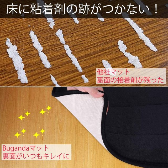 【色: グレー】Buganda キッチンマット 厚さ15mm 丸洗い 40×12