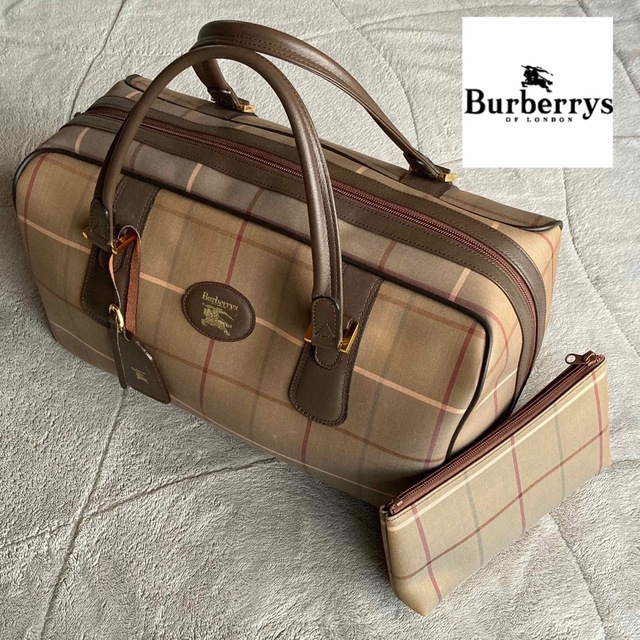 BURBERRY(バーバリー)のヴィンテージ　バーバリーズ 玉虫色　ボストンバッグ ポーチ付き レディースのバッグ(ボストンバッグ)の商品写真