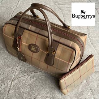 バーバリー(BURBERRY)のヴィンテージ　バーバリーズ 玉虫色　ボストンバッグ ポーチ付き(ボストンバッグ)