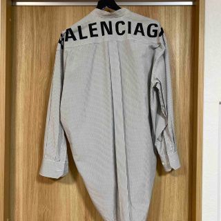 バレンシアガ(Balenciaga)のバレンシアガ　リボン付き　シャツ　ストライプ柄 美品(シャツ/ブラウス(長袖/七分))