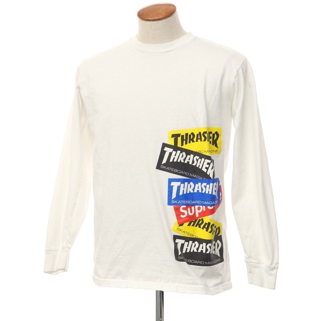 シュプリーム Supreme 2021年秋冬 × THRASHER Multi Logo L/S Tee コットン クルーネック 長袖 Ｔシャツ【サイズM】【メンズ】