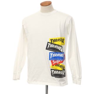 シュプリーム(Supreme)の【中古】シュプリーム Supreme 2021年秋冬 × THRASHER Multi Logo L/S Tee コットン クルーネック 長袖 Ｔシャツ【サイズM】【メンズ】(Tシャツ/カットソー(七分/長袖))