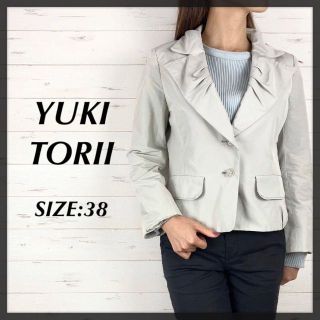 ユキトリイインターナショナル(YUKI TORII INTERNATIONAL)のYUKITORII ユキトリイ ミニ丈 テーラードジャケット グレー 38(テーラードジャケット)