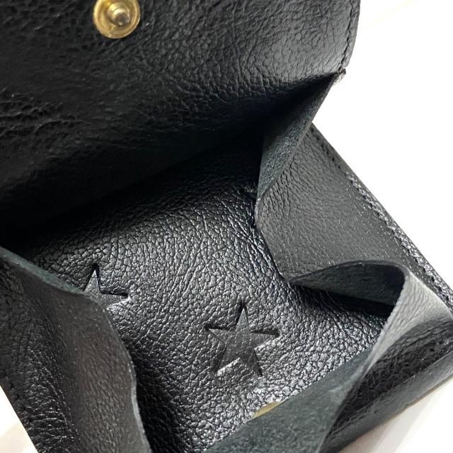 未使用 IL BISONTE Wホック レザー三つ折り財布 濃紺 ヌメ ミニ財布