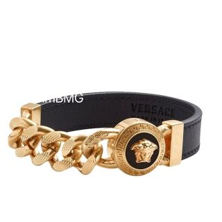 VERSACE - 新品 VERSACE メドゥーサ チェーン ブレスレット レザー Lの