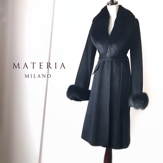 MATERIA(マテリア)のMATELIA マテリア ロングコート フォックスファー付き レディースのジャケット/アウター(ロングコート)の商品写真