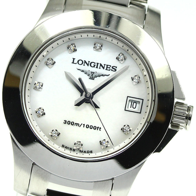 LONGINES - ☆美品 ★箱・保証書付き【LONGINES】ロンジン ハイドロ コンクエスト 11Pダイヤ L3.158.4 クォーツ レディース_736283