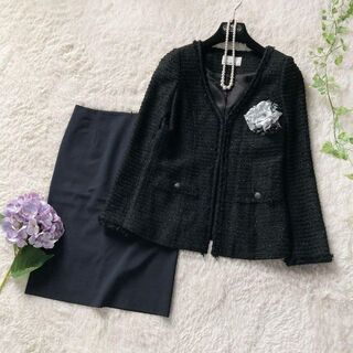 セオリー(theory)のエムプルミエ/セオリー♡スカートスーツ ツイード カラーレスジャケット 日本製(スーツ)
