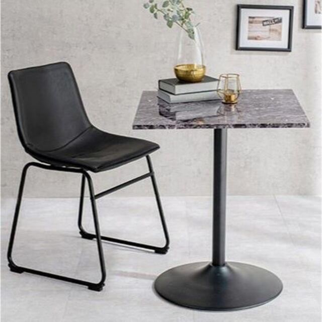 テーブル カフェテーブル サイドテーブル 大理石調 ブラック　黒 簡易組立
