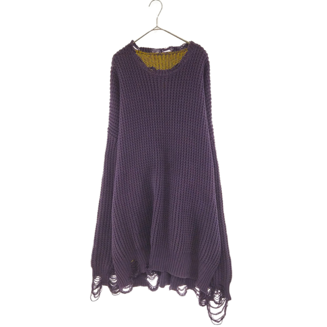 cvtvlist カタリスト 22AW CRASH KNIT バックジャガードクロスクラッシュニットセーター パープル