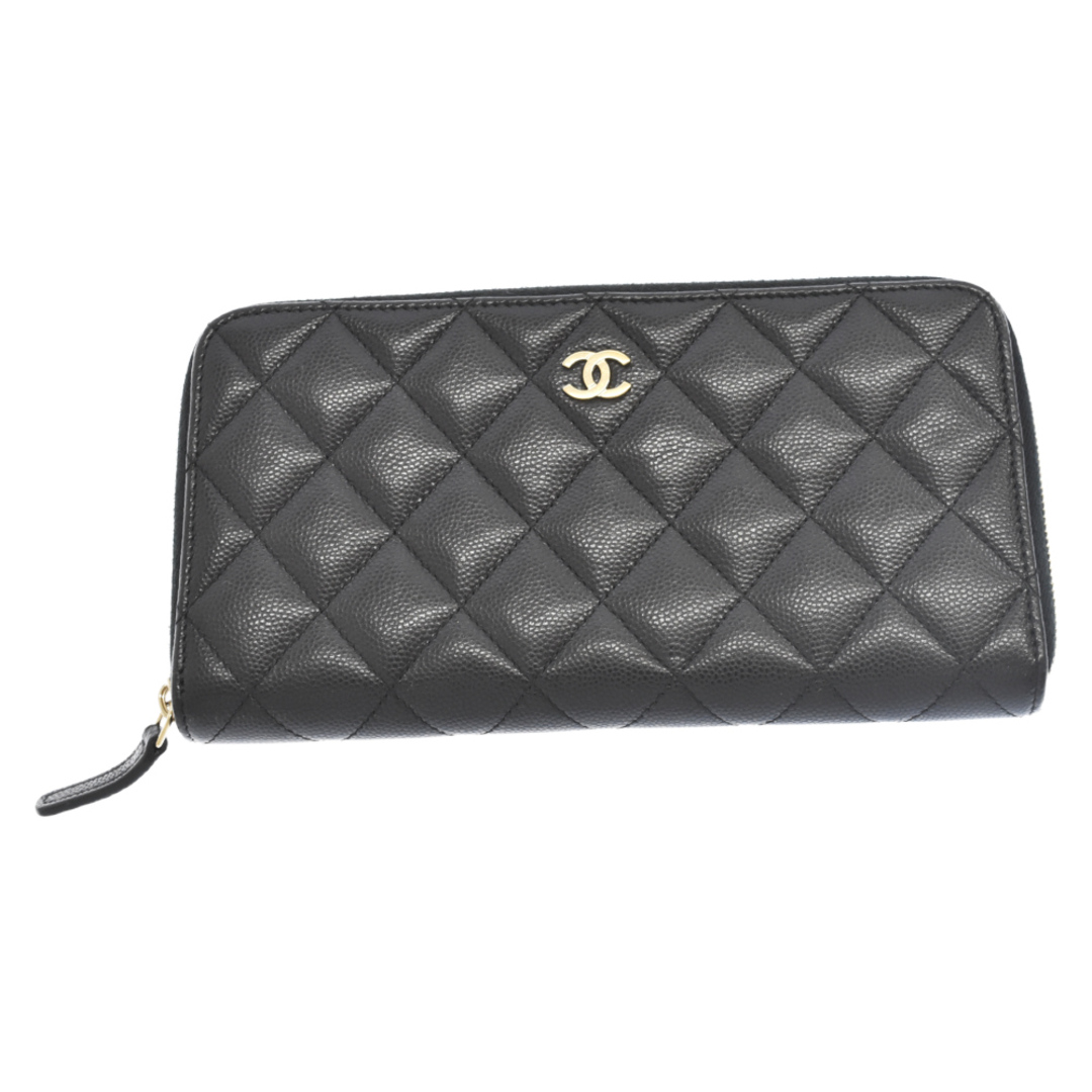 本格派ま！ CHANEL ブラック ラウンドファスナー 長財布 G金具