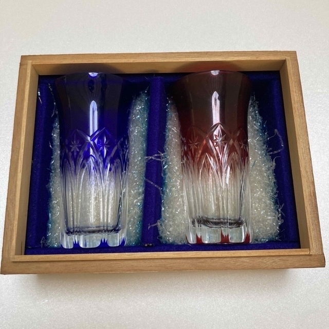 【未使用】江戸切子ペアグラス　３０年もの インテリア/住まい/日用品のキッチン/食器(グラス/カップ)の商品写真