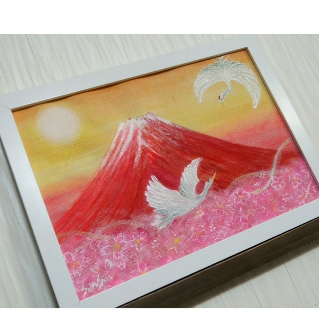 風水開運絵画*幸せ富士と夫婦鶴~煌めき春光~恋愛出会い結婚 風水開運絵画*幸せ富士と夫婦鶴~煌めき春光~恋愛出会い結婚