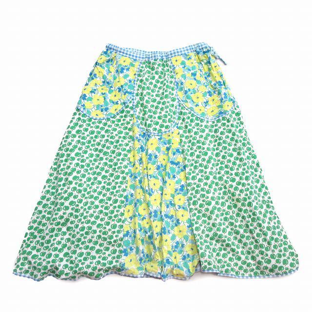 TSUMORI CHISATO(ツモリチサト)のツモリチサト 花柄 りんご柄 パッチワーク 切替 フレア スカート 2 レディースのスカート(ひざ丈スカート)の商品写真