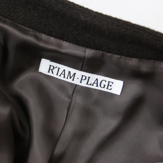 RIAM PLAGE リアム プラージュ ジャケット アウター ブラウン 36(S) 長袖 ノーカラー ボタンレス ウール カシミヤ アンゴラ おしゃれ シンプル 無地 【レディース】【美品】