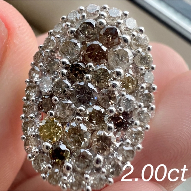 k18 ダイヤモンドリング 2.00ct ブラウンダイヤ デザインリング 18金
