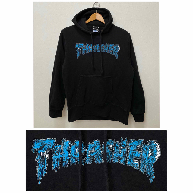 THRASHER(スラッシャー)のTHRASHERスラッシャー　プルオーバーパーカー　モンスターロゴ　ブラック　S メンズのトップス(パーカー)の商品写真