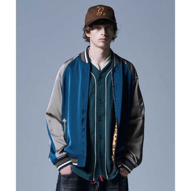 glamb(グラム)のGLAMB (グラム) GB0123/JKT01 レオパードスカジャン ブルー メンズのジャケット/アウター(スカジャン)の商品写真